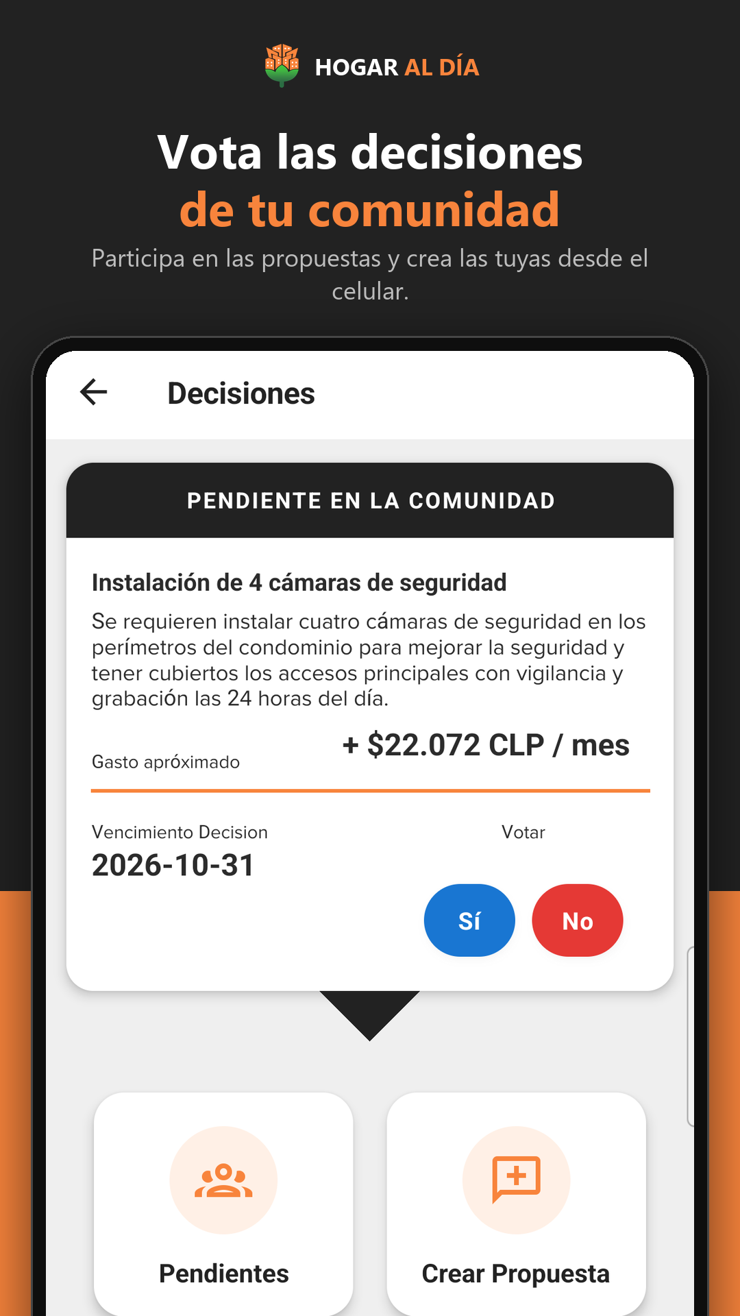 App: decisiones de la comunidad